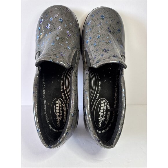 EASY WORKS Women’s Slip on Clogs Comfort Work Shoes Size 11 M Floral Gray Blue - Picture 14 of 15